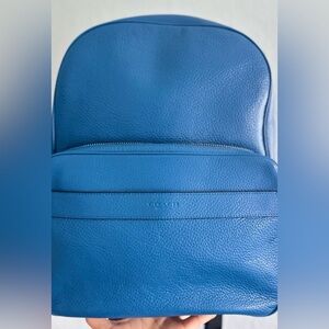 Coach Vibrant Blue Men Unisex Hamilton Pebble Leather Backpack